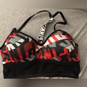 Pink women’s adjustable straps wireless sports bra size S